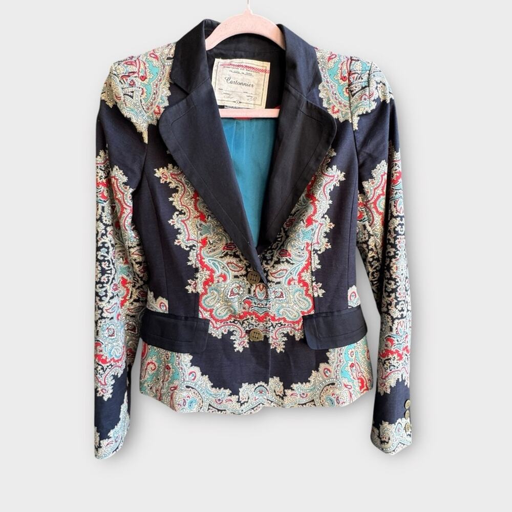 Anthropologie Cartonnier paisley print blazer jacket, size 4 - Picture 2 of 9